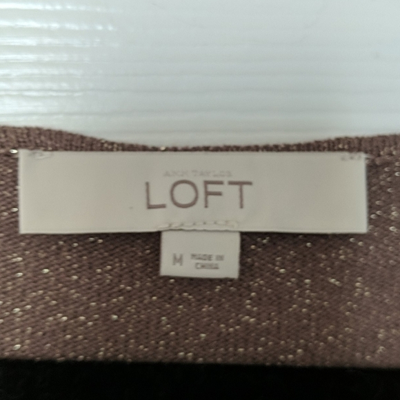 LOFT Rose Gold Metallic Zipper Sweater - Picture 3 of 5